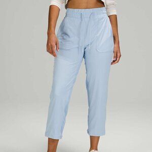 Lululemon Beyond The Studio Crop Pants Blue Linen Luxtreme Swift Size 8